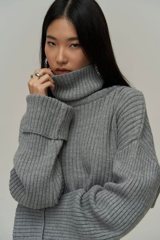 Turtle Neck Cropped Sweater
