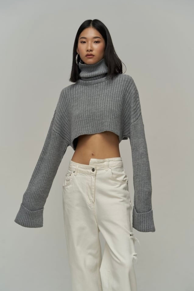 Turtle Neck Cropped Sweater
