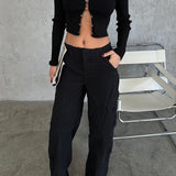 Above Knee Zip Detail Parachute Cargo Pants