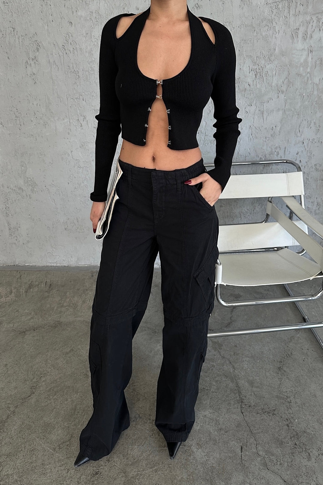 Above Knee Zip Detail Parachute Cargo Pants