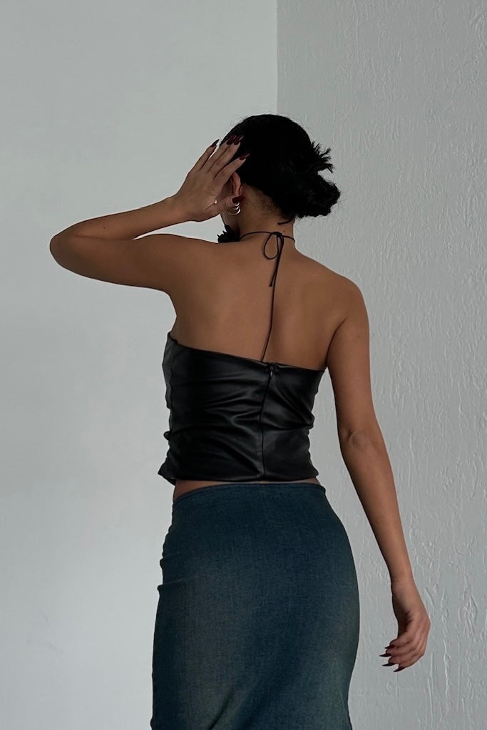 Strapless Faux Leather Top