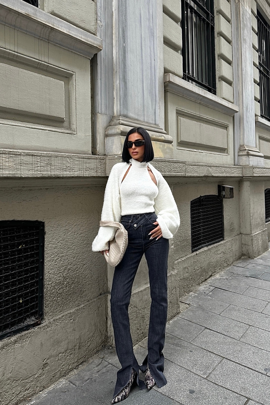 Cross Belt Jeans Gray