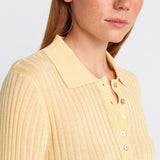 Buttoned Polo Collar Lightweight Knit Sweater