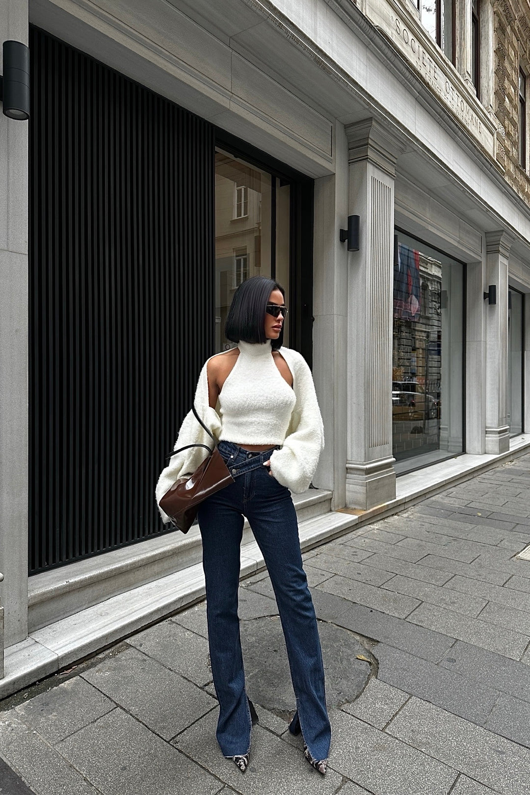 Cross Belt Jeans Navy