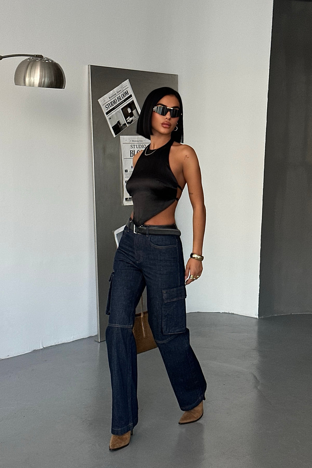 Dark Wash Cargo Jeans