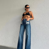 Ripped Pockets Palazzo Jeans