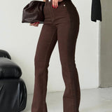 Contrast Seam Slim Flare Jeans