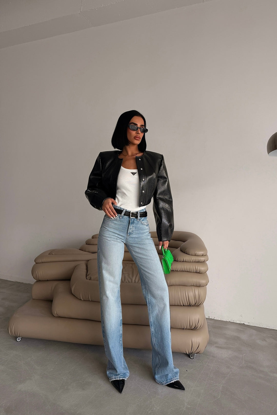 Mid Rise Straight Fit Jeans