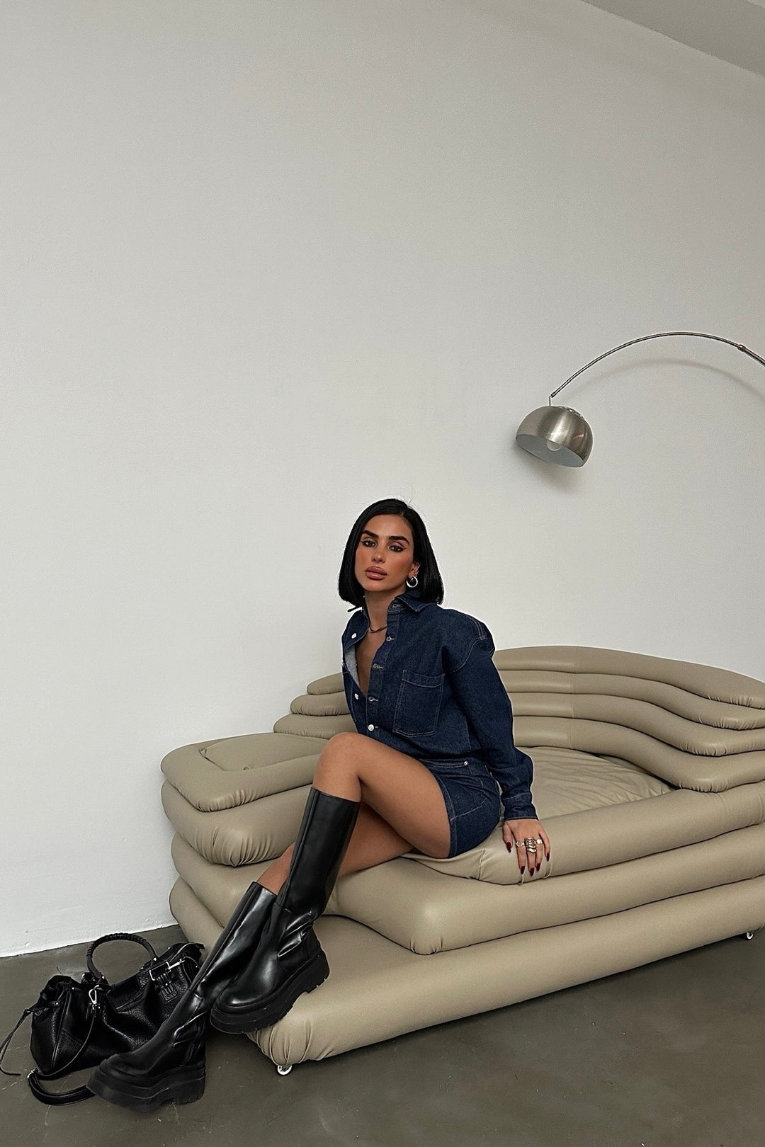 Denim Button Up Mini Dress