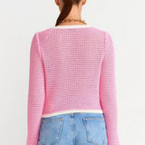 Golden Buttoned Crochet Cardigan