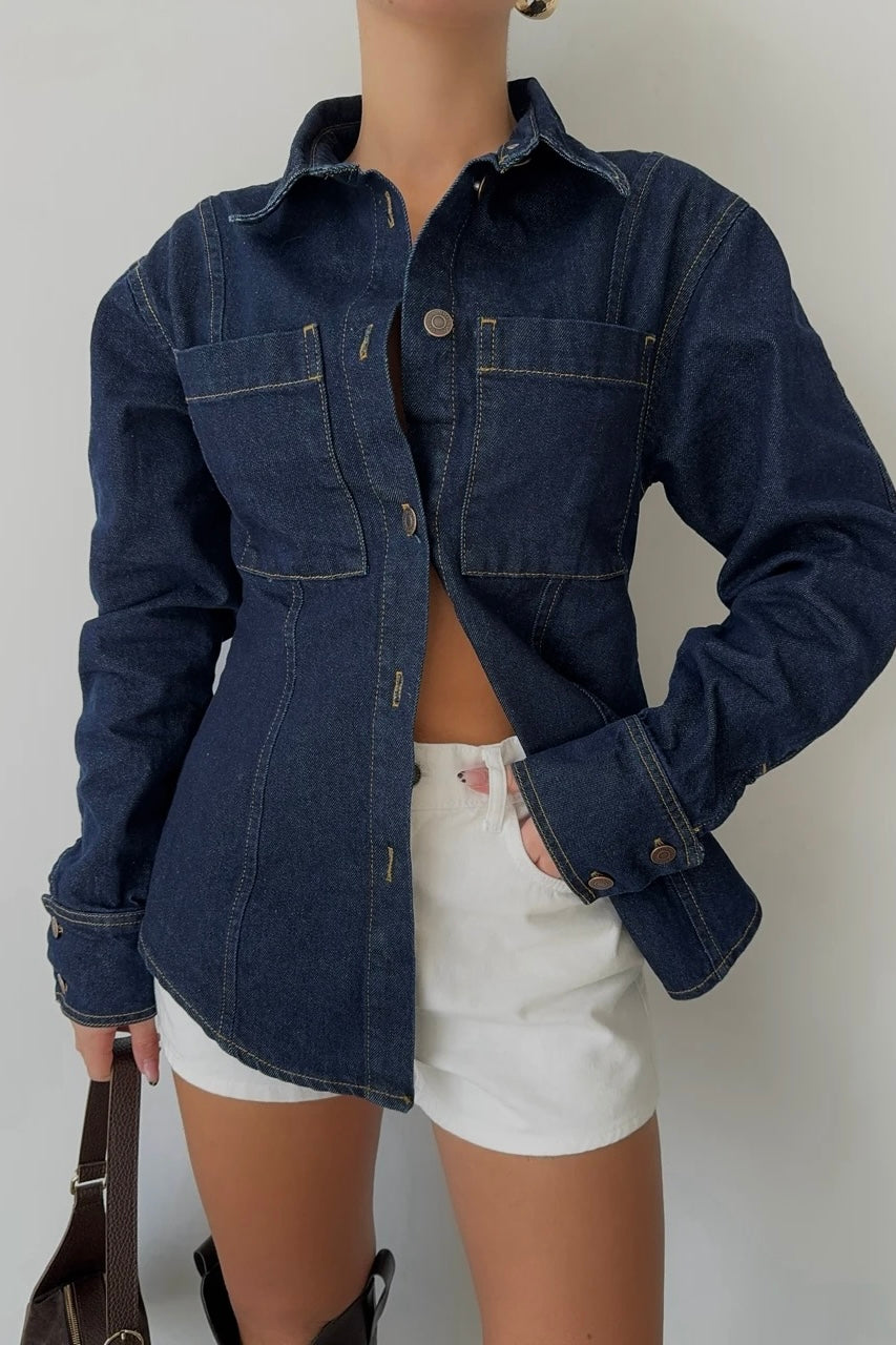 Waist Drape Denim Shirt