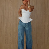 Shadow Hem Wide Leg Jean Blue
