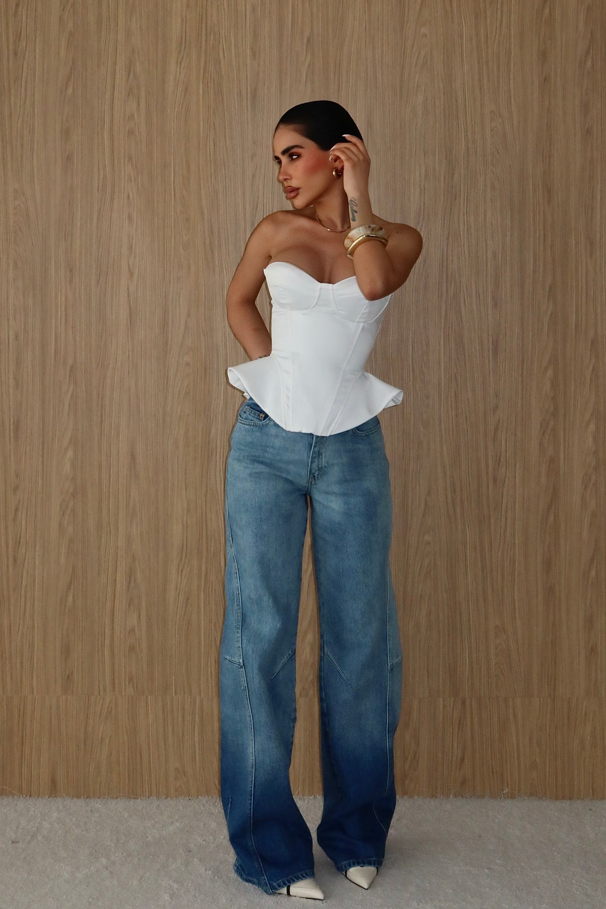 Shadow Hem Wide Leg Jean Blue
