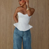 Peplum Corset Top White