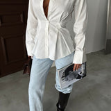 Pleated Waist Button-Up Shirt
