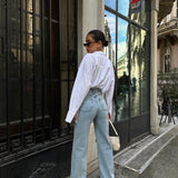 Tassel Front Light Blue Jeans
