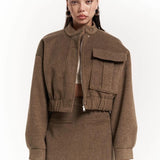 Oversize Brown Jacket Skirt Suit