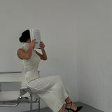 Ribbed Sleeveless Maxi Dress - Ivory