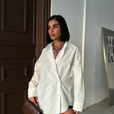 Crossed-Button Oversized Shirt