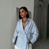 Crossed-Button Oversized Shirt