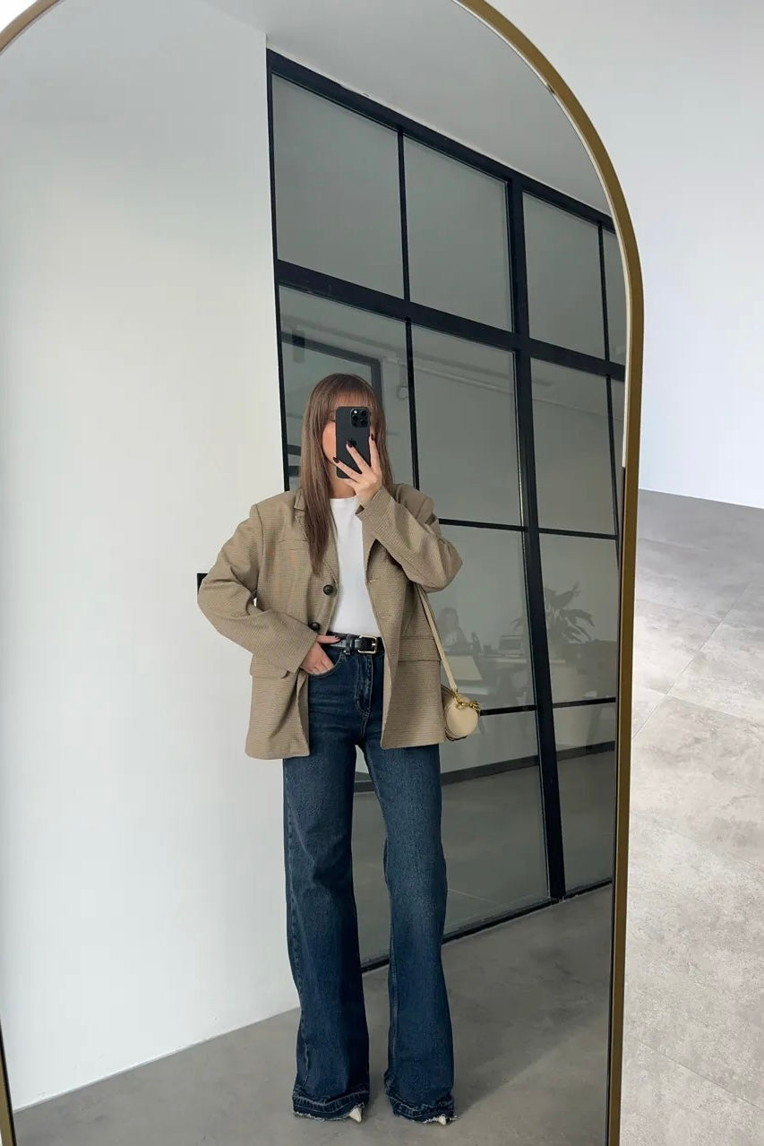Raw Hem High-Waist Flared Jeans
