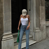 Cross Belt Jeans Dark Blue