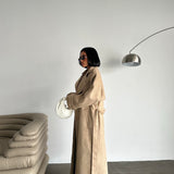 Sand Suede Belted Coat