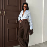 Flowy Pleated Brown Pants