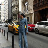 Blue Denim Button Up Jumpsuit