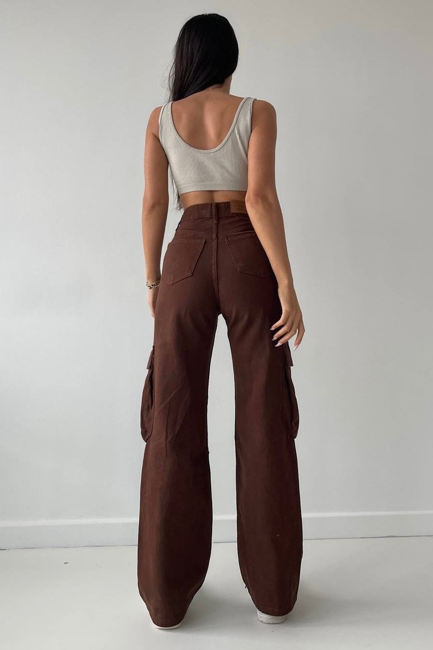 Pockets Cargo Jeans In Neutrals