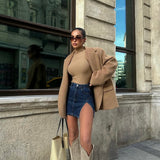 Slit Design Mini Denim Skirt