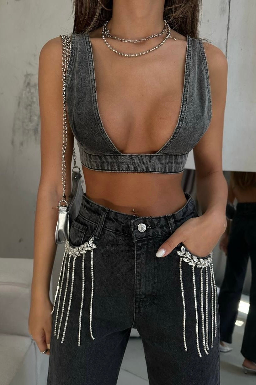 Denim Bralette In Colors