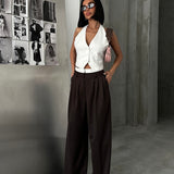 Pleated Wide-Leg Trousers