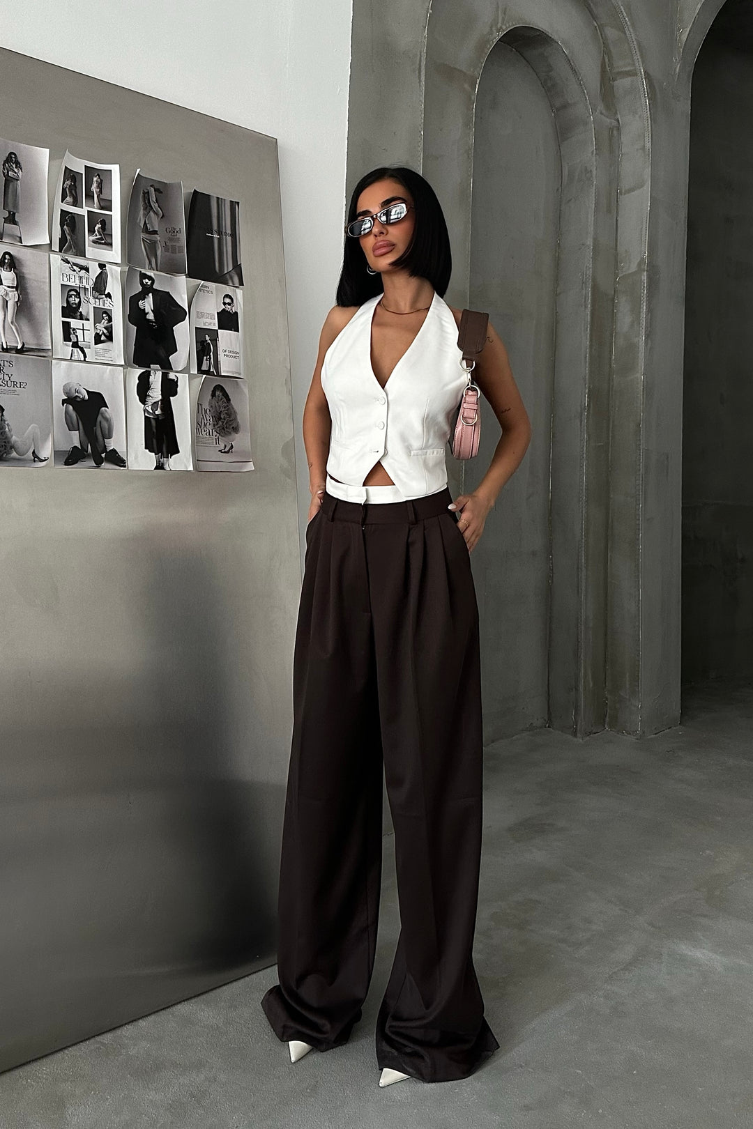 Pleated Wide-Leg Trousers