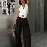 Pleated Wide-Leg Trousers