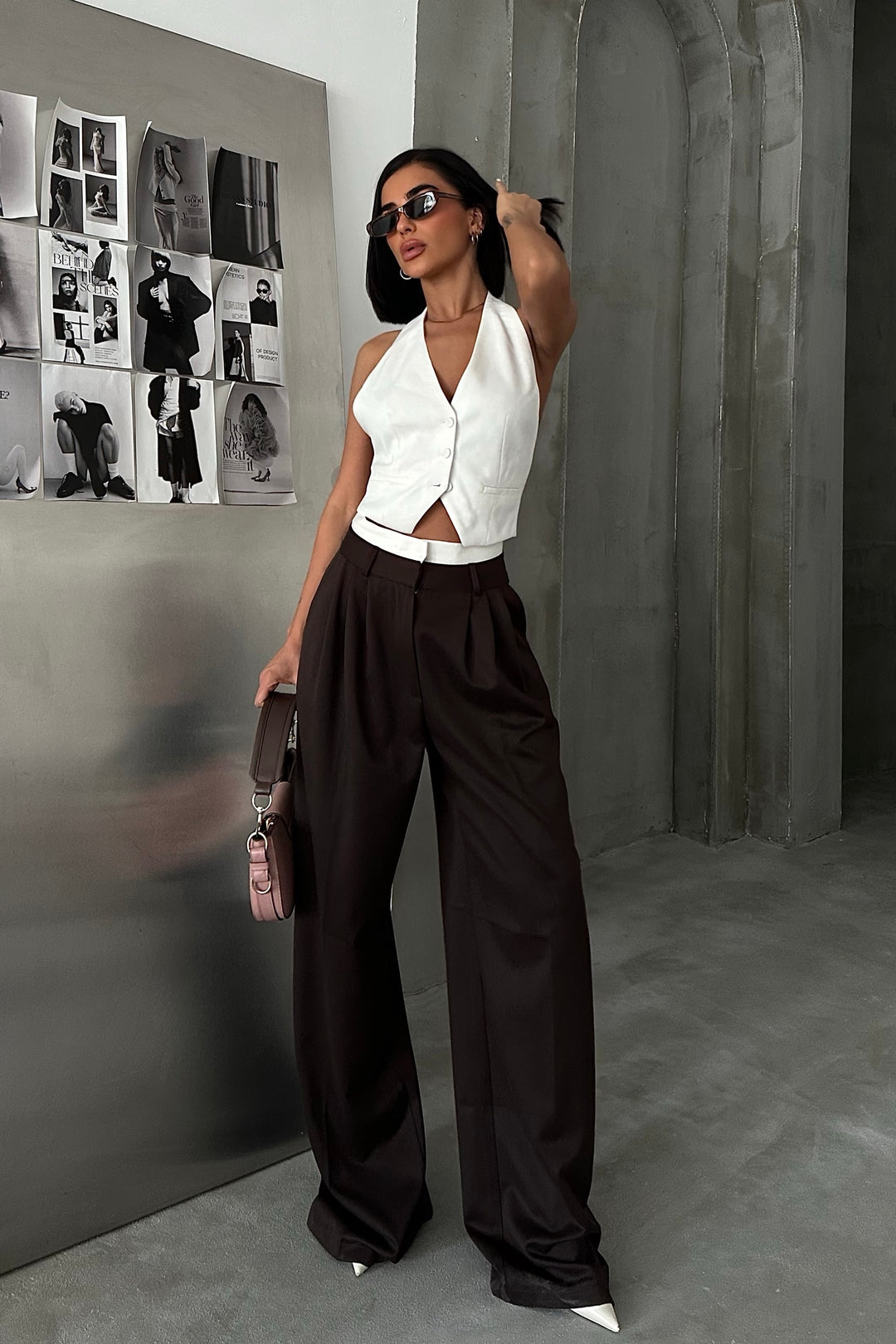 Pleated Wide-Leg Trousers