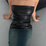 Strapless Faux Leather Top