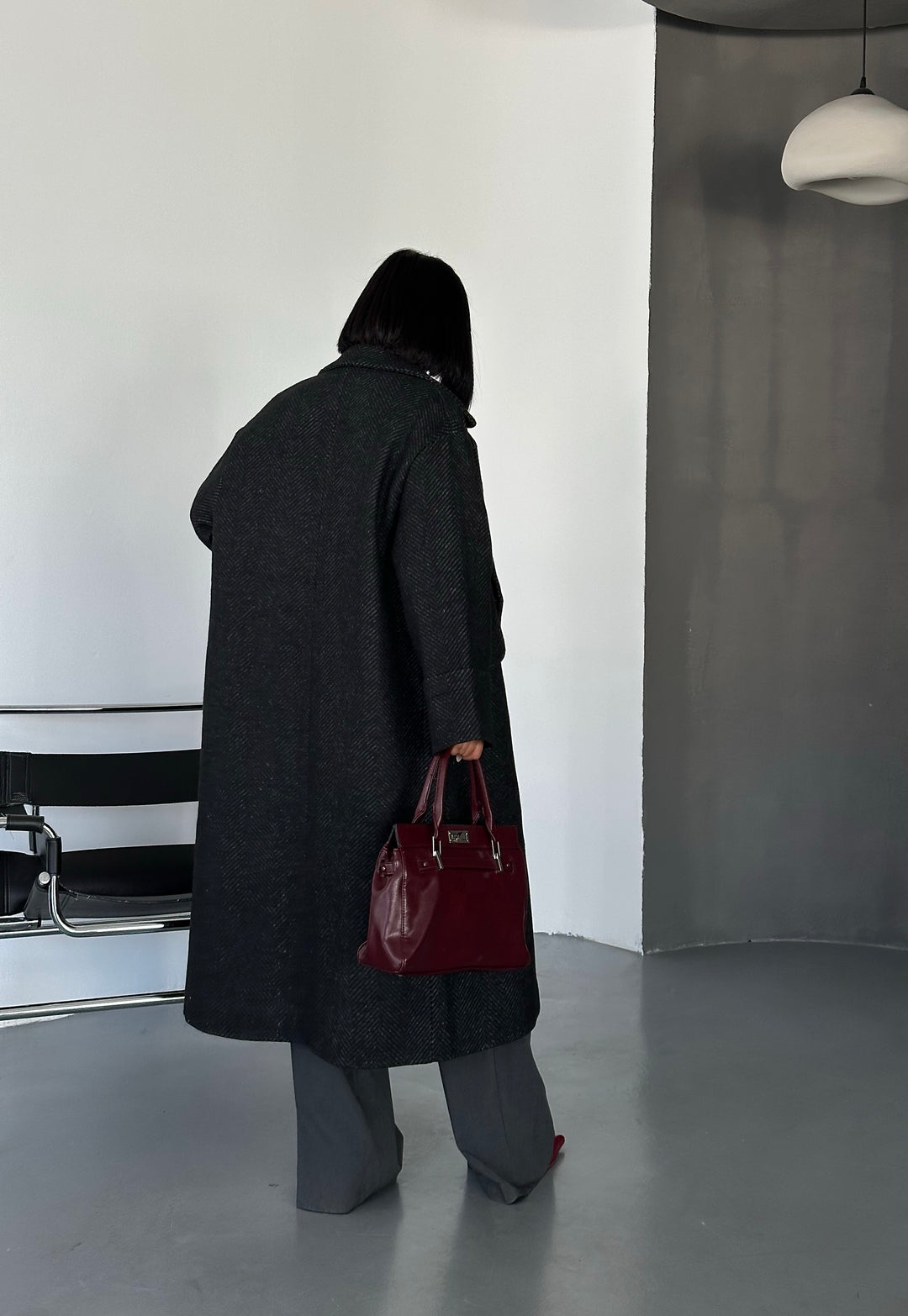 Herringbone Wool Oversize Coat