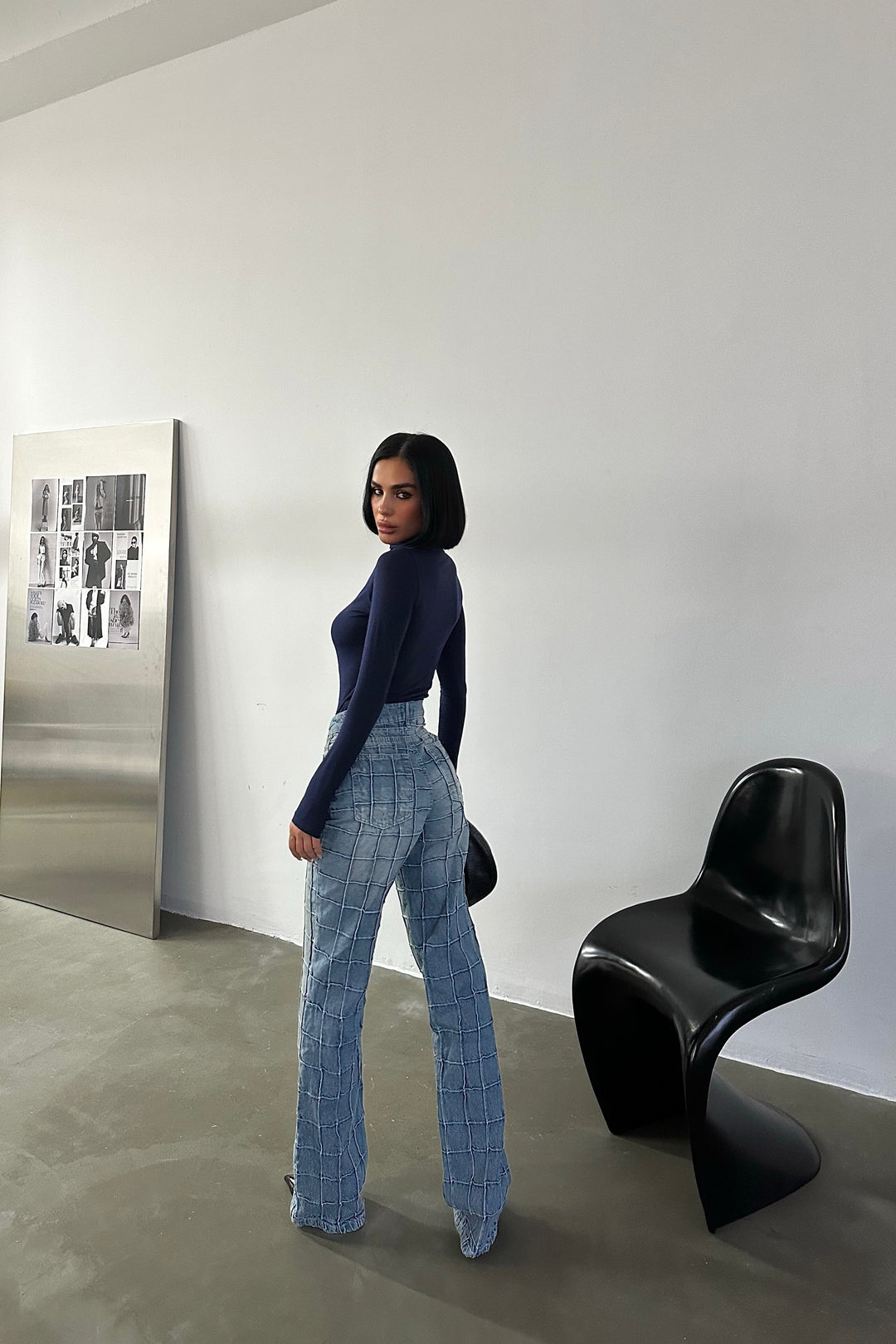 Stitched Square Straight-Leg Jeans