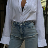 Tassel Front Light Blue Jeans
