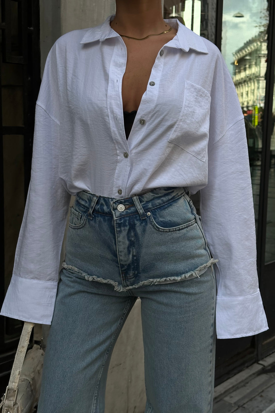 Tassel Front Light Blue Jeans