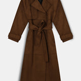 Sand Suede Belted Coat
