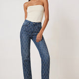 Rhinestone Straight Jeans