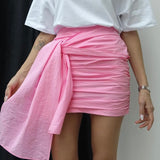 Tie Around Mini Ruched Skirt