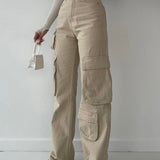 Pockets Cargo Jeans In Neutrals