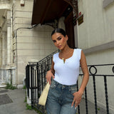 Basic V Golden Neck Ribbed Top