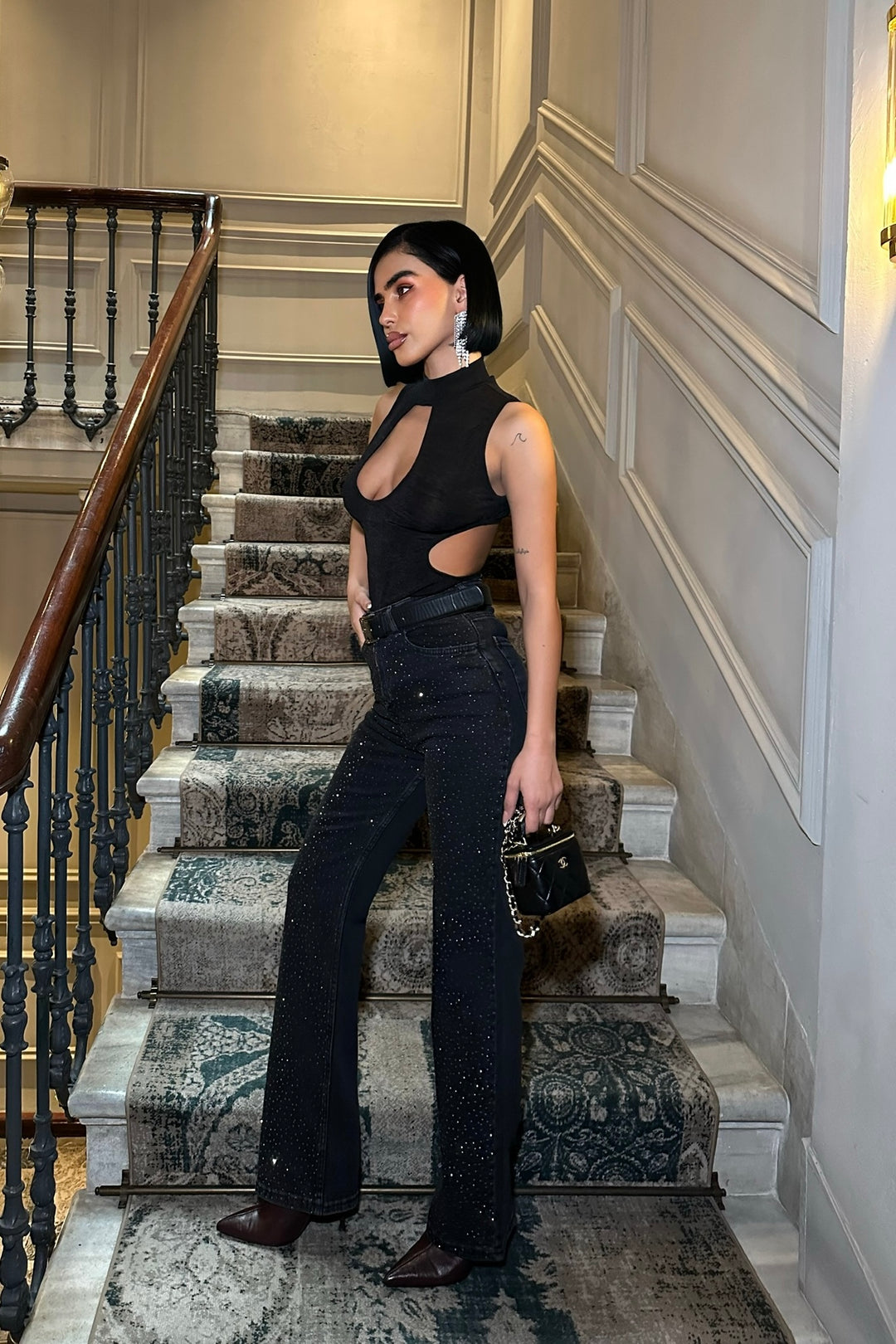 Midnight Rhinestone Straight Jeans