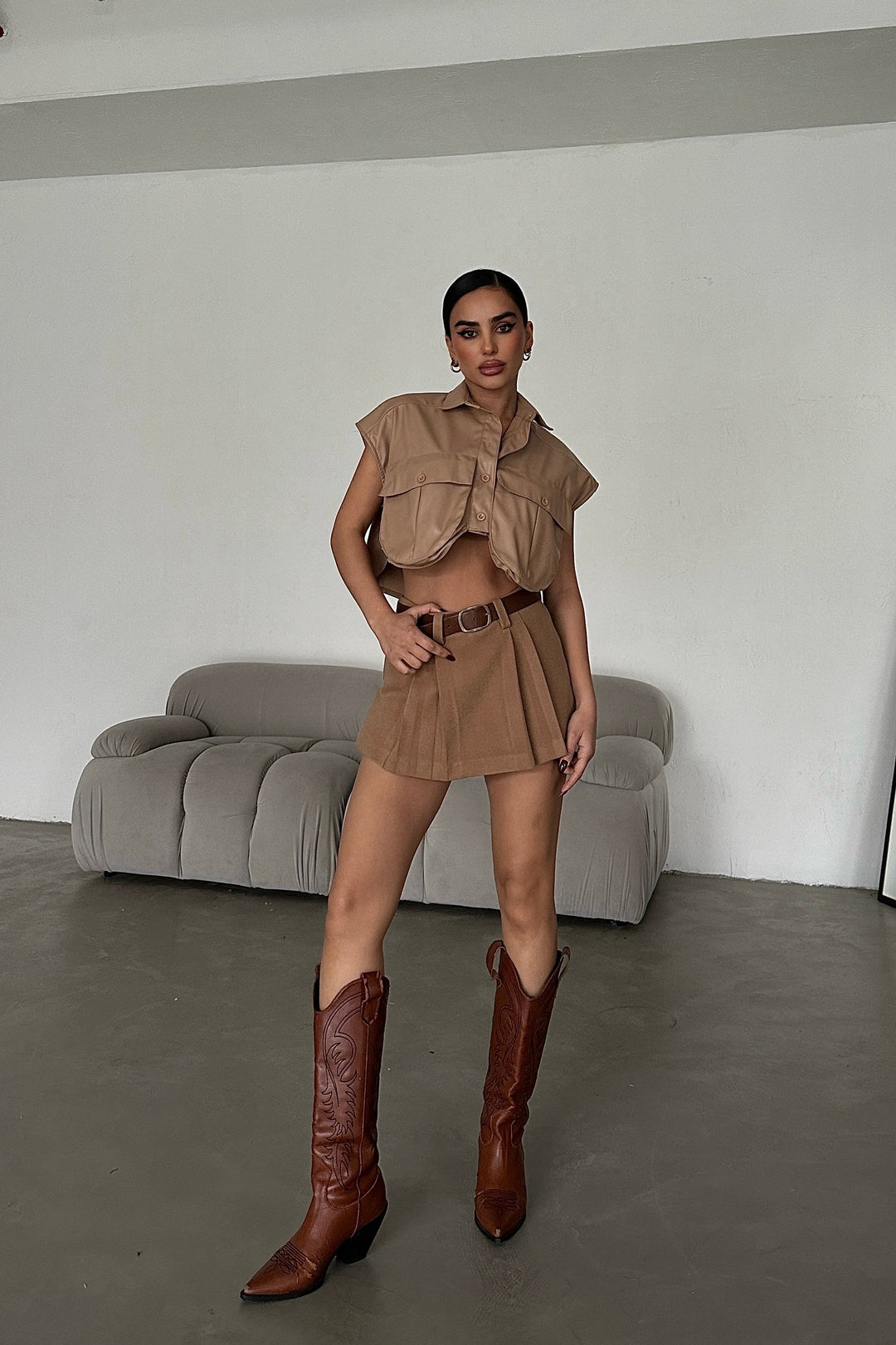 Pleated Design Warm Skort