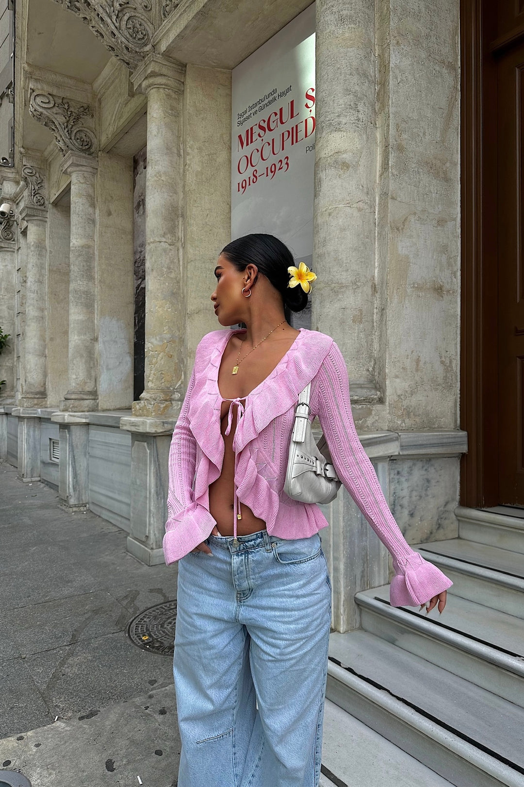 Ruffle Front Tie Cardigan