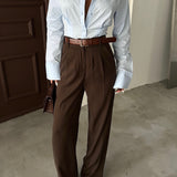 Flowy Pleated Brown Pants